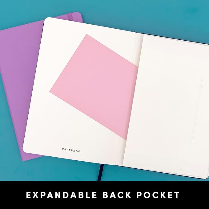 PAPERAGE Recycled Blank Journal Notebook, (Lilac), 160 Pages, Medium 5.6 in x 8 in - 100 GSM Thick Paper – Hardcover Journaling Notebook for Work, School, Note Taking or Sketching
