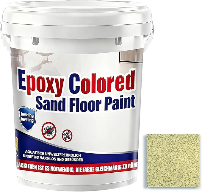 Epoxy Colored Sand Floor Paint, Epoxy Floor Paint for Concrete, High Gloss Marble Effect Coating, Waterproof Non-Slip Concrete Paints, Suitable for Indoor/Outdoor Use (Yellow,32 oz/1 kg)