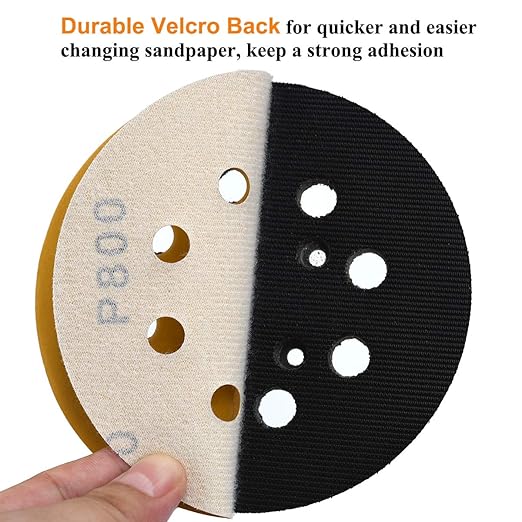 5-Inch 8-Hole Hook and Loop Sanding Discs 800-Grit Random Orbit Sandpaper, 100-Pack