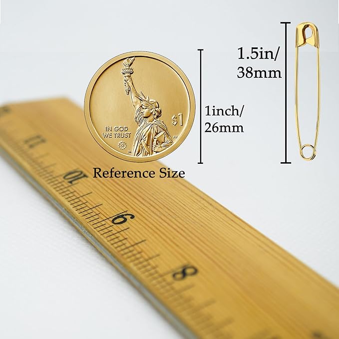 Safety Pins, 600PCS-1.5Inch Small Safety Pins, Rust-Resistant Nickel Plated Steel, Sharp Edge Safety Pin for Clothes, Sewing, Arts & Craft, 38mm Decorative Safety Pins (Gold), UR-28