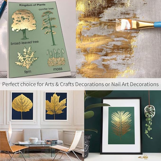 Imitation Gold Leaf Sheets - KINNO Champagne Gold Foil Multipurpose for Home, Wall, Frame, Ceiling, Furniture Decoration, 100 Sheets 3.15 by 3.35 Inches
