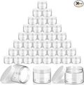 SATINIOR 36 Pieces 6 oz Plastic Jars with Lids Wide Mouth Airtight Reusable Container Acrylic Cosmetic Small Jars for Lotions Ointments Travel Toiletries Creams Make up Storage(White)
