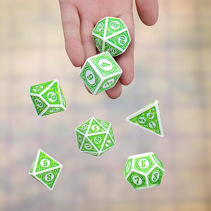 Coyeekn Polyhedral Dice DND Dice, 5 Sets of Dragons and Dungeons,RPG MTG Table Game Vintage Dice Carving Dice (35Pieces)