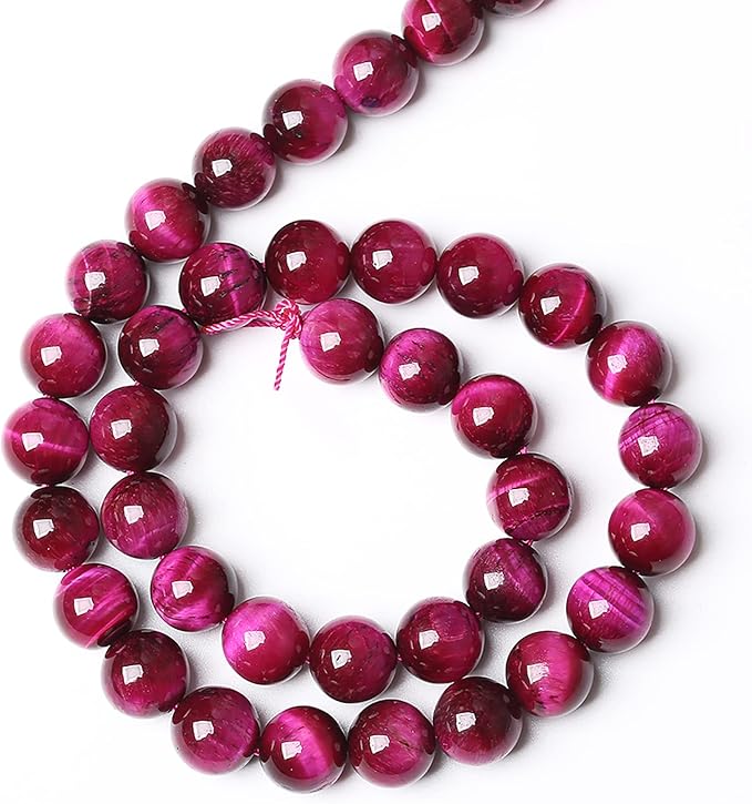 180PCS 4mm Rose Red Tiger Eye Gemstone Loose Beads Natural Round Loose Stone Beads for Jewelry Making DIY Bracelet Necklace Earrings 2 Strand 32"