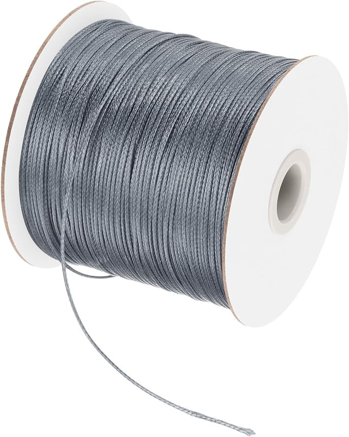 MECCANIXITY Waxed Polyester Cord 0.5mm 175 Yard Dark Grey