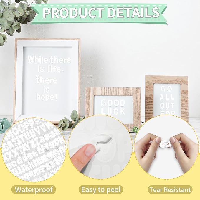 Alphabet Stickers - 1''Inch 12 Sheets White Self Adhesive Vinyl Letter Stickers for Mailbox Numbers, Bulletin Boards, Classroom & Home Decor