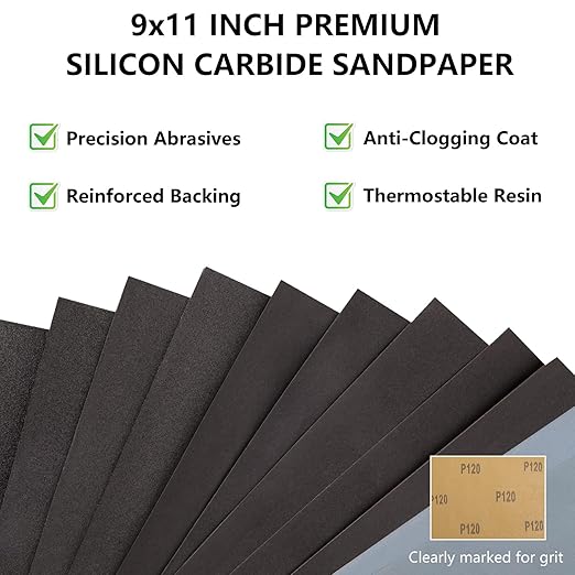 10000 Grit Sandpaper, 9 x 11 Inch Wet Dry Sand Paper Hand Abrasive Sanding Sheets for Wood Metal Automotive Sanding and Polishing, Extra Fine - 5 Sheets