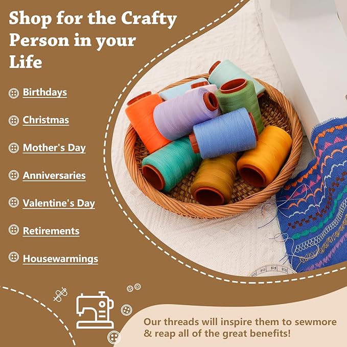 42 Colors Sewing Thread Kit All Purpose Polyester Thread Assorted Colors for Sewing Machine and Hand Stitching Use - 800 Yards per Spool
