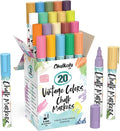 Liquid Chalk Markers for Chalkboard Erasable (20 Vintage Colors) - Bold Dry Erase Marker Chalk Pens for Blackboard, Windows, Bistro, Glass - 6mm Reversible Tip