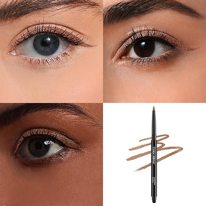 Smudge Proof Eyeliner, Waterproof Retractable Eye liner with Brush, Matte and Shimmer Eyeliner Pencil, Creamy Texture, Long lasting & Smooth(35 Casablanca Shimmer)