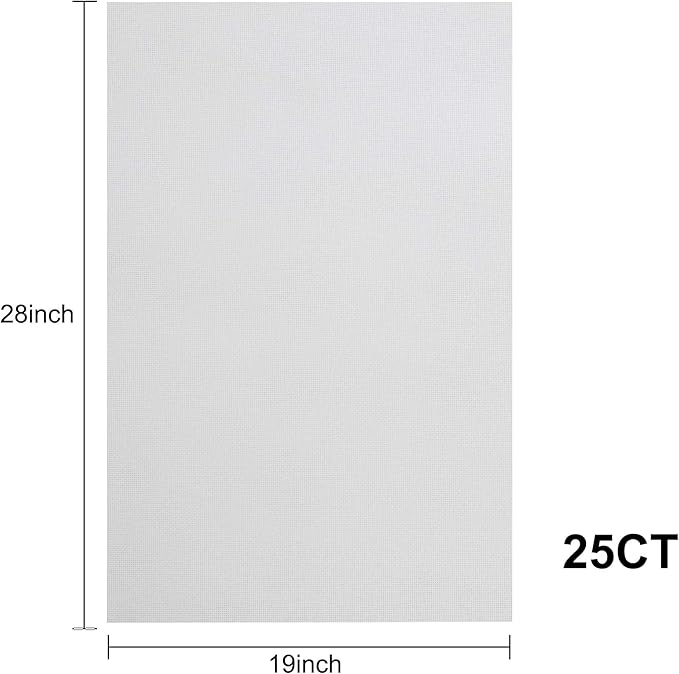 Aida Cloth 25 Count Cross Stitch Fabric,19×28inch (25CT,White)