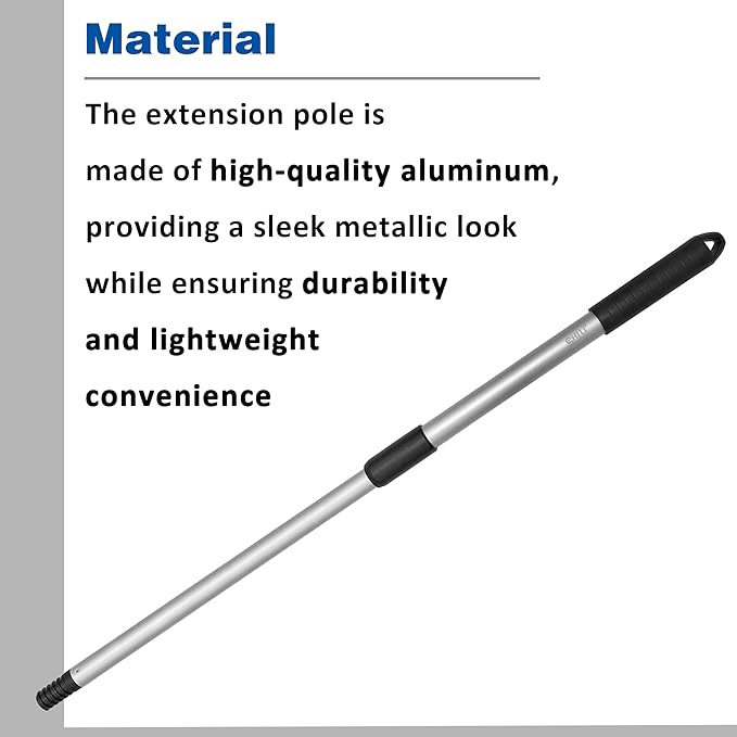 CHILI Extension Pole with 2-Section, 1.46 to 2.29 ft, Telescoping Pole with Twist-Lock Design, Ideal for removing Wallpaper, Popcorn Ceilings, Putty and Paint, Fits CHILI Pole Scrapers, Made In Taiwan