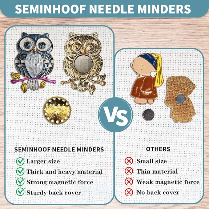 Magnetic Needle Minder Magnet Embroidery Accessories and Supplies Embroidery Needle Holder Cross Stitch Holder Needlework Supplies (Cardinal) (owl)