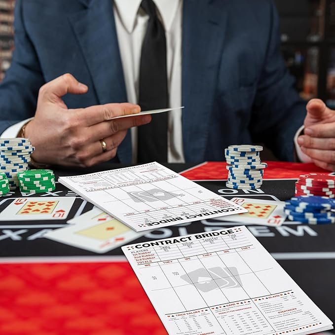 party greeting 150 Sheets Contract Bridge Score Pad and Tallies Contract Bridge Score Notepad Canasta Score Pads Print with Trick Rubber Bridge Party Bridge Playing Cards Large Print Game Scoring Card