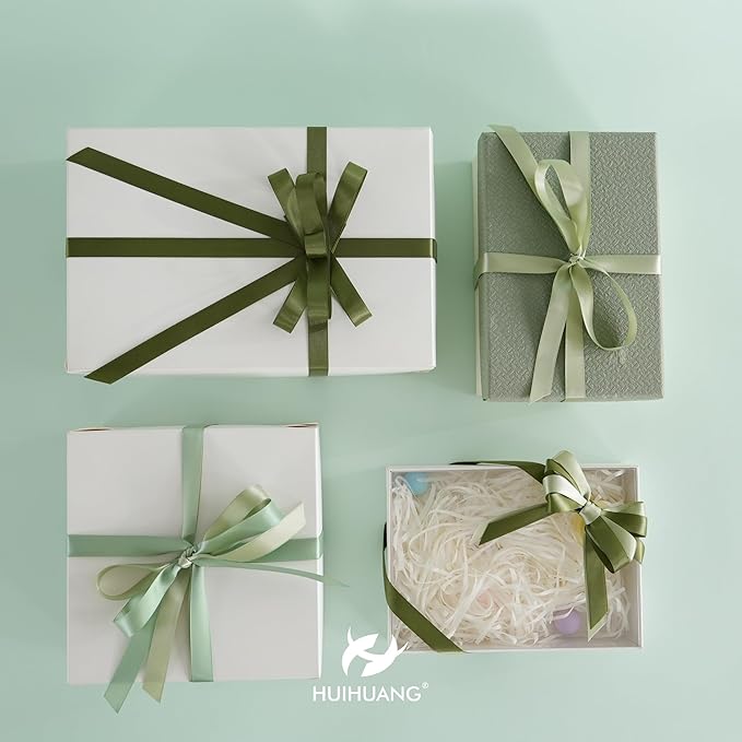 HUIHUANG Sage Green Double Faced Satin Ribbon 1/2 inch X 50 Yards Continuous, Dusty Sage Satin Ribbon for Gift Wrapping, Bows, DIY Crafts, Flower Bouquet, Bridal Shower Wedding Decor