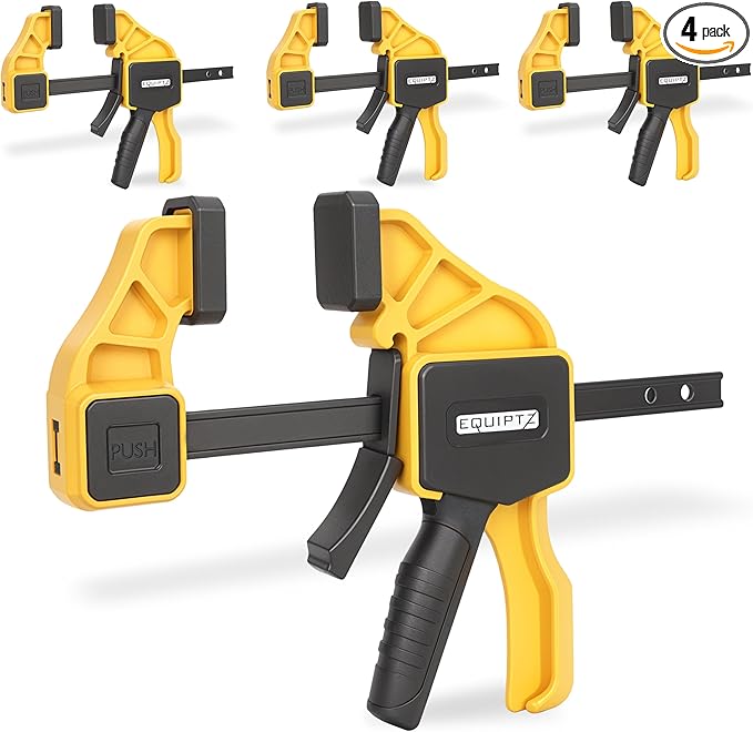 6 inch Bar Clamps for Woodworking – 4 Pack Quick Grip Clamps Set with 150 lbs Force – Wood Clamps for Gluing, Carpentry, DIY, and Metalworking (6 inch Size, 4 Pack)