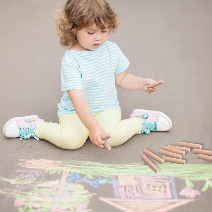 25 Pcs Sidewalk Chalks for Kids Non Toxic Jumbo Chalk for Party Gift Outdoor Art Classroom Play Painting (Orange)