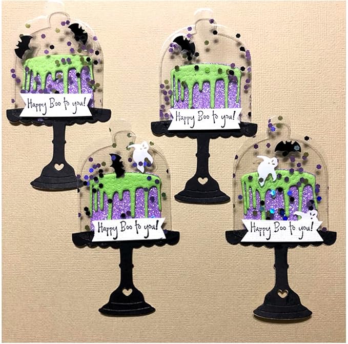 Mvchifay Cutting Dies Happy Birthday Holiday Thanks Greetings Metal Stencils Scrapbooking Tool Love Heart DIY Carbon Steel Embossing Template for Paper Card Making (Cake-7.4x17.2cm)