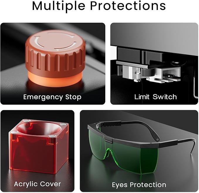 LONGER Ray5 mini Laser Engraver, 32-Bit High-Speed 12000mm/min, 0.04mm Compressed Spot, WiFi APP Control, 130×140mm Engraving Area, Eye Protection, for Wood, Acrylic, Paper (3.5W)