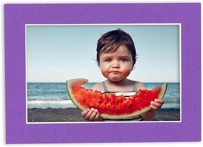 5x7 Mat for 8.5x11 Frame - Precut Mat Board Acid-Free Purple 5x7 Photo Matte Made to Fit a 8.5x11 Picture Frame, Premium Matboard for Family Photos, Show Kits, Art, Picture Framing, Pack of 100 Mats