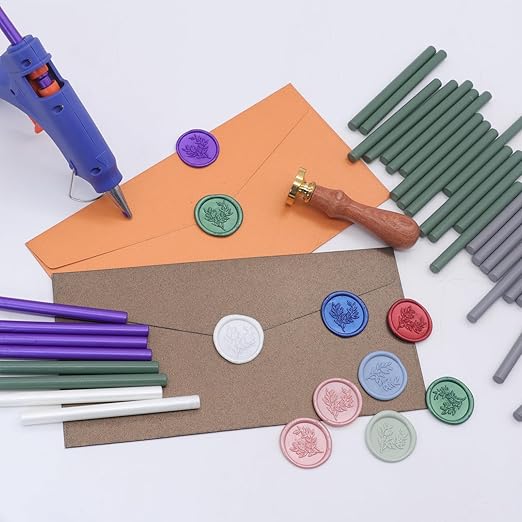 52pcs Pale Blue Sealing Wax Sticks, Andotopee Glue Gun Wax Seal Sticks for Wax Seal Stamp, Premium Sealing Wax for Envelope Letter Seal Wedding Invation Craft Adhesive, Great Gift Ideas (Mini Size)
