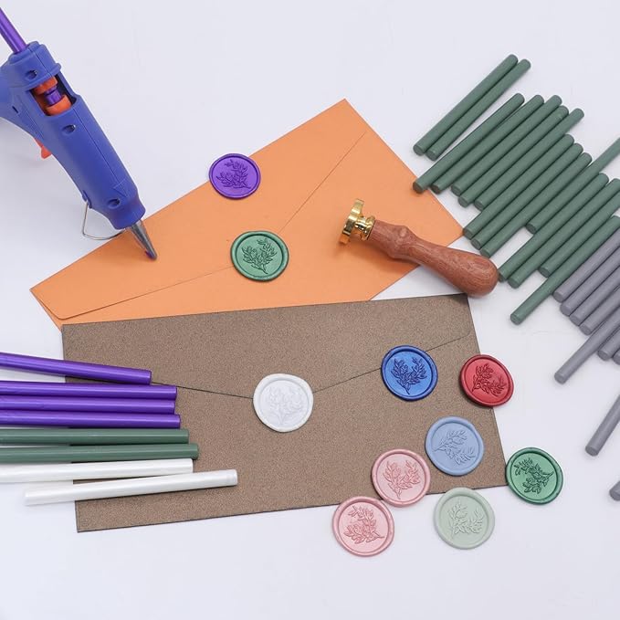 52pcs Black Sealing Wax Sticks, Andotopee Glue Gun Wax Seal Sticks for Wax Seal Stamp, Premium Sealing Wax for Envelope Letter Seal Wedding Invation Craft Adhesive, Great Gift Ideas (Mini Size)