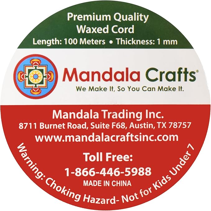 Mandala Crafts 1mm 109 Yards Black Cotton Waxed Cord for Jewelry Making Bracelet Cord Waxed String - Beading String Thread Jewelry Cords for Necklaces String