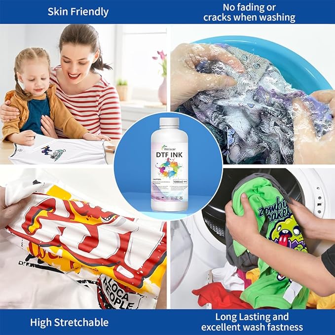 DTF Ink White 1000ml for I3200 XP600 R1390 L1800, ET-8550, ET-2850 XP-15000, R2400, L800, 1430, P400,P800,R2000, Heat Transfer Ink Conversion Kit Refill for All DTF Printers,for DTF Film
