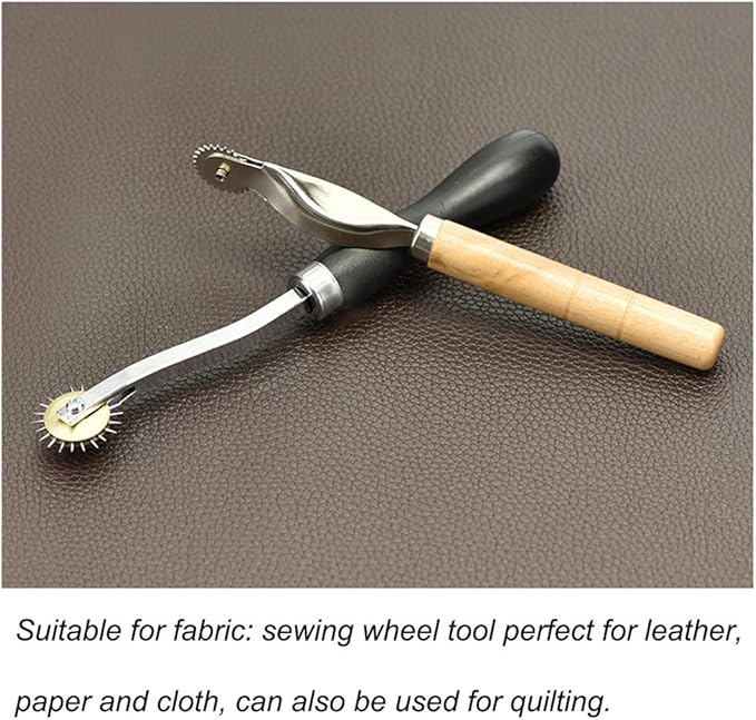 LUNARM 2 PCS Tracing Wheel - Professional Stitch Marking Spacer, 4mm and 2mm Leather Needle Point Tracing Wheel with Wooden Handle for Arts and Leather Crafts