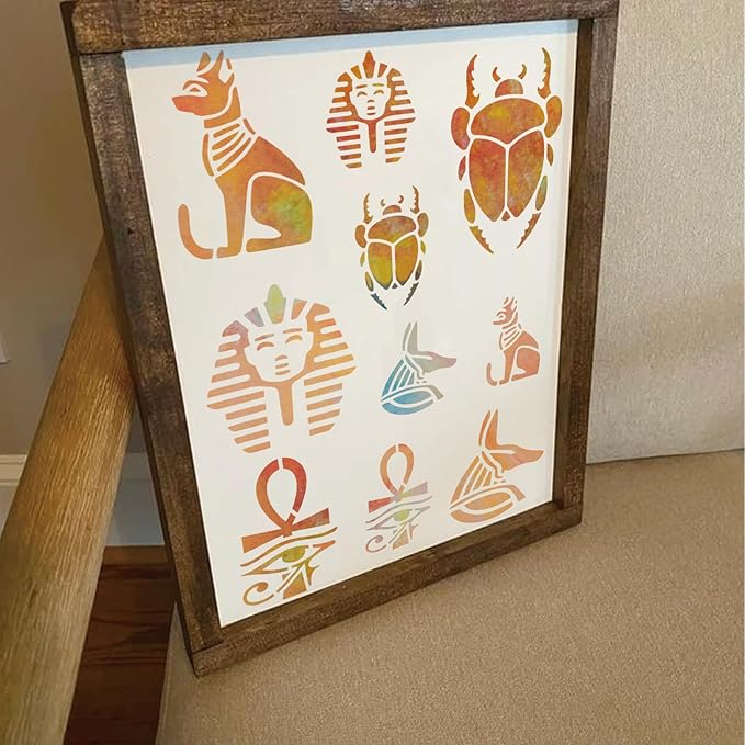 Egyptian Hieroglyphs Stencils, Ancient Egyptian Glyphs Alphabet Painting Template for Wood Burning, Journal, Scrapbook, Pyrography Engraving, Bookmark, Crafts, Art, DIY (Egypt6)
