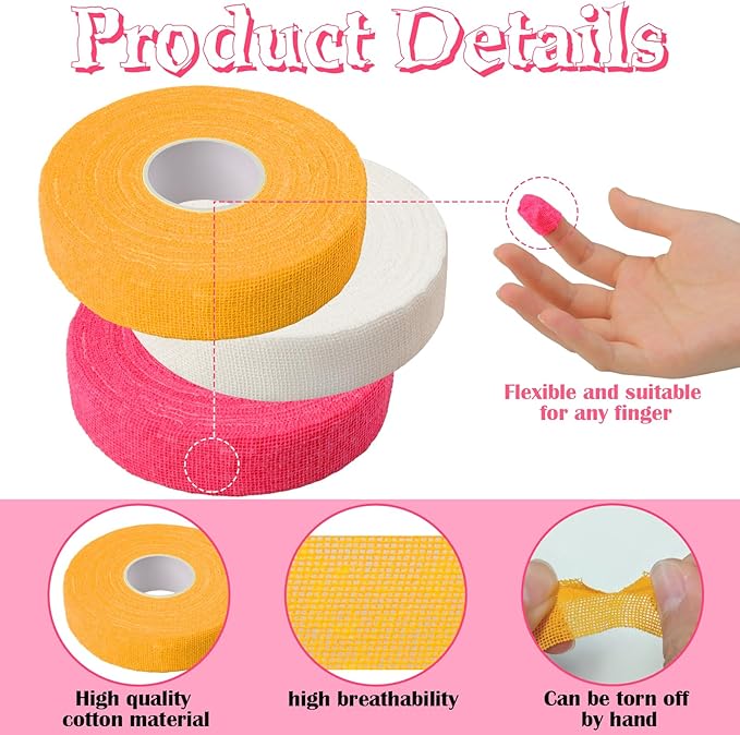 LLMSIX 3pcs Thimbles Type for Hand Sewing, Finger Protectors for Sewing, Soft & Breathable Finger Tape for Moms Wives Hand DIY Sew Gifts