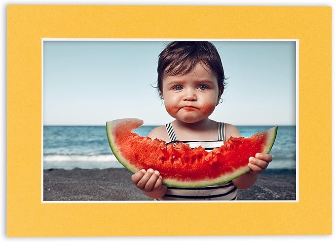 8.5x11 Mat Bevel Cut for 7x9 Photos - Acid Free Topaz Orange Precut Matboard With Backing Board and Crystal Clear, Self Seal Photo Mat Bag - For Pictures, Photos, Framing - 4-ply Thickness