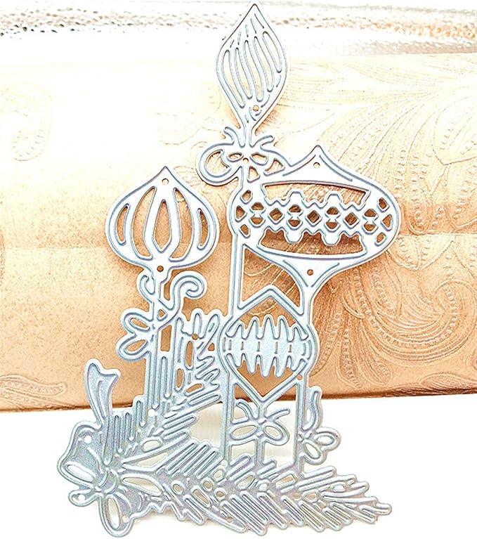 Metal Cutting Dies DIY Merry Christams Embossing Stencil Template Scrapbooking Card Making Mold Photo Album Arts Crafts Tools (Christmas ornament-12.7x8cm)