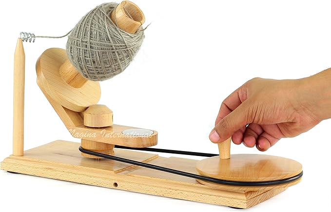 Wooden Handcrafted Heavy Duty Wooden Yarn Ball Winder - Premium Crafted Knitting Crocheting Accessories & Combo Set - Table Top Yarn Swift (Steam Beech Wood)