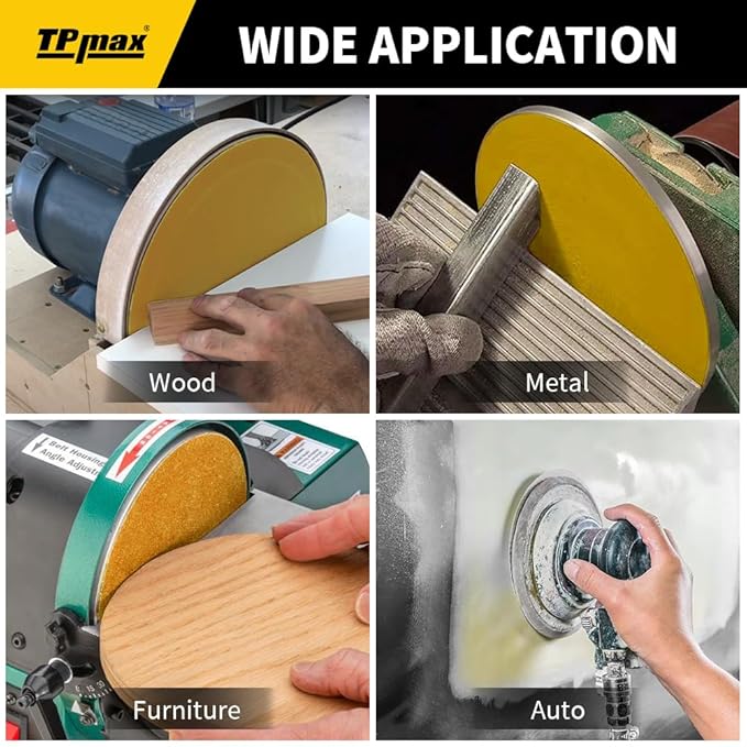6-Inch 400-Grit Gold PSA Sanding Discs, 50 Pack – Pro-Grade Self-Adhesive Stickyback Sandpaper with Quick-Release Tabs for DA Sander, Superfine Automotive/Wood/Metal Sanding