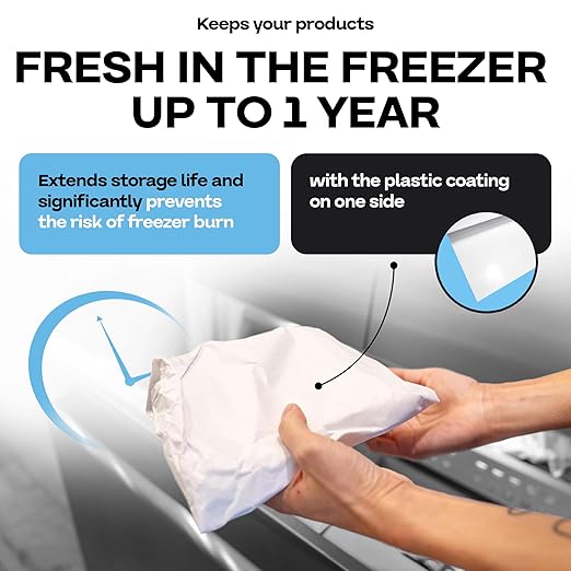 White Freezer Paper 18" x 13200" (1100 feet) with Cutter - USA-made Large Freezer Paper Roll for Meat & Fish - Poly-Coated Food Wrapping Material for Freezing by IDL Packaging