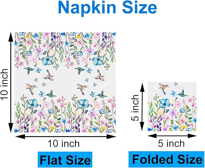 Cocktail Napkins 80 Pack 2 Ply Floral Beverage Luncheon Dinner Paper Napkins Flower Print Disposable Napkins for Wedding Anniversary Celebrations, 5X5 Inches Folded
