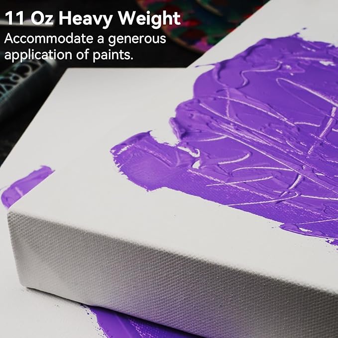 PHOENIX 10x10 Inch 3 Pack Gallery Canvas - 1.5 in Thick Square Canvases for Painting - Deep Edge 100% Cotton 11 Oz. Gesso Primed White Blank Professional Canvas Oil & Acrylic Paints