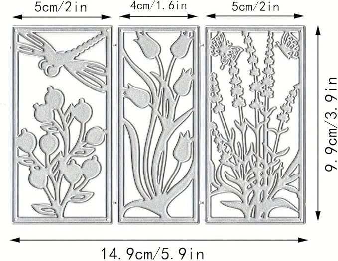 Lapoo Flowers Metal Cutting Die for Scrapbooking - Durable, Cut Stencils for DIY Scrapbook Photo Album Decorative Paper Card, Card Making Supplies, Embossing (3 Pieces Background Flowers 5.9 x 3.9 in)