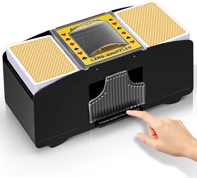 Automatic Card Shuffler 1/2/4/6 Decks,Battery Operated Electric Playing Card Shuffler for UNO,Casino Card Game,Poker,Phase 10,Blackjack,Texas Hold'em,Home Card Games