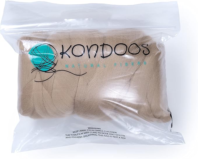 Colored Natural Wool roving, 1 lb. Best Wool for Needle Felting, Wet Felting, handcrafts and Spinning.Wool Felting Yarn Supplies. (Beige, 1 lb)