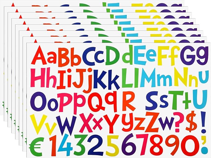 TaoBary 544 Pcs 2 Inch 16 Sheets Large Letter Stickers, Upper and Lower Case, Adhesive Vinyl Alphabet Sticker for Bulletin Board, Poster, Bottle, DIY, Notebook(Bright Color,2 Inch)