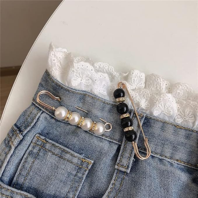 Safety Pins Assorted, Bulk Large Safety Pins with Pearls for Clothes(Pearl Brooch 10 PCS)