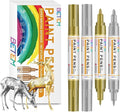 Betem Oil Based Paint Markers, Dual Tip Paint Pens(0.7mm & 3mm), Gold Silver Permanent Paint Marker Pen, Waterproof, Quick Dry, for Fabric, Rock Painting, Wood, Plastic, Metal, Canvas (2Gold2Silver)