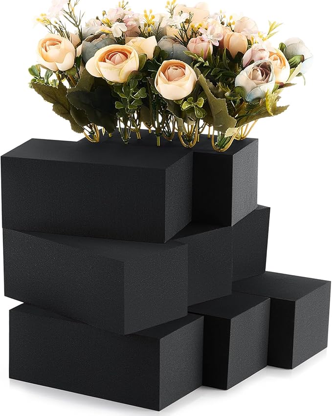 Lallisa 4 Pcs Reusable Floral Foam Blocks Water Weather Resistant Dry Floral Foam for Artificial Flower Arrangements Outdoor Flower Boxes Outside Hanging Planters Wedding Home Decor (6 x 3 x 2.5'')