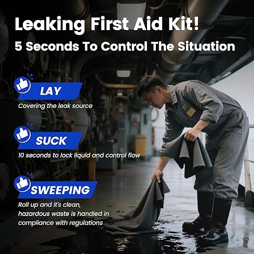 Universal Absorbent Pads Roll | 16"x20" Water Absorbent Mat 100-Pack | Industrial Spill Control for Liquids Leak(24 Gal/Box) | Oil Absorbing Rolls
