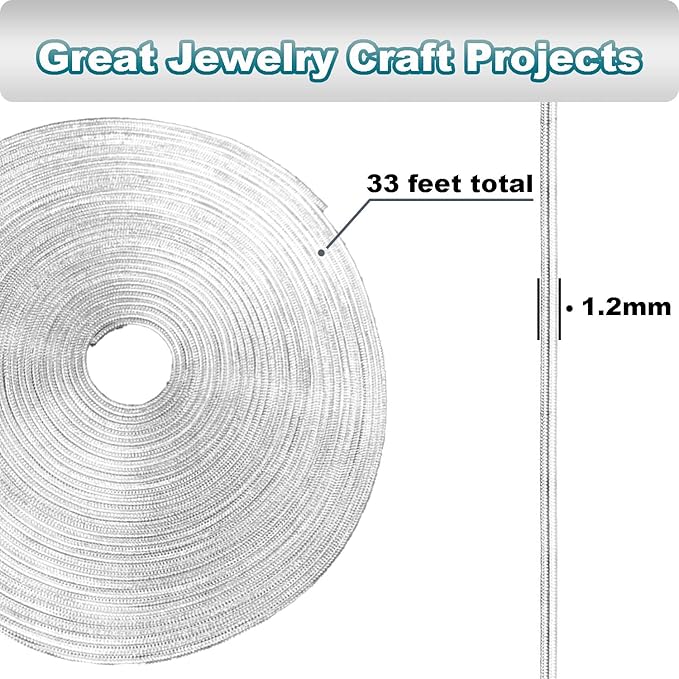 Jishi 33ft Silver Snake Chain 1.2mm Jewelry Making Chains for Necklace Bracelet DIY Jewelry Supplies Findings - Silver Plated Round Snake Cable Chain Link Roll w/Lobster Clasps, Cord Ends & Jump Rings