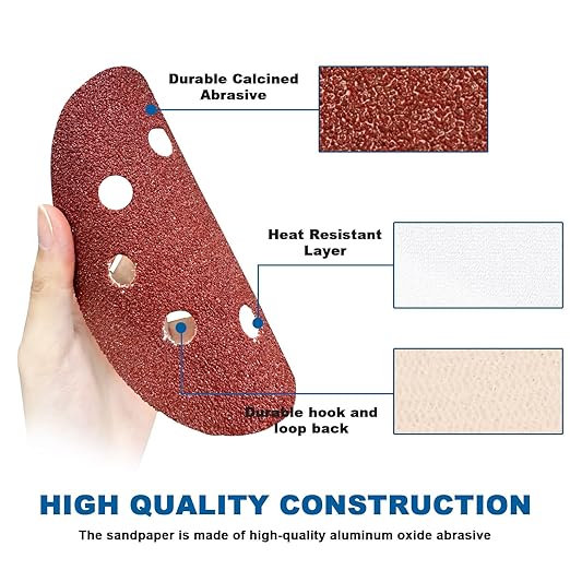 5 Inch 8 Hole Sanding Discs, 150 PCS 60 Grit Hook and Loop Sandpaper, Round Aluminum Oxide Sand Paper Discs for Random Orbital Sander