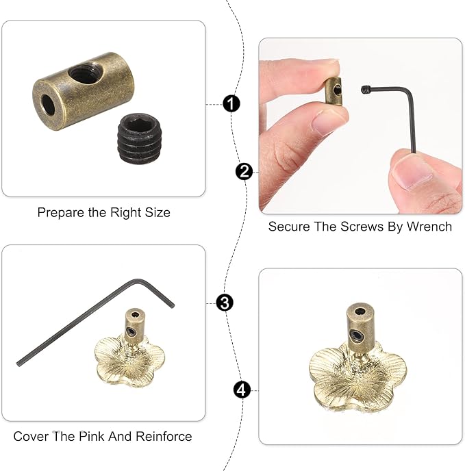 MECCANIXITY 50 Pcs Metal Locking Pin Backs, Locking Pin Keepers Clasp 5mm(H) with 4 Wrench Replacement in Storage Case for Badge, Brooch, Copper Tone