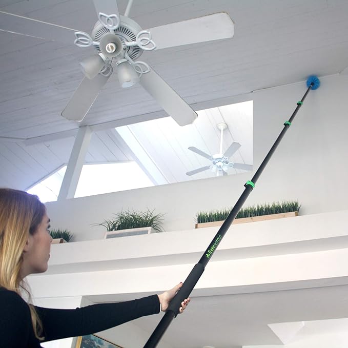 EVERSPROUT 7-to-24 Foot Telescopic Extension Pole (30 Foot Reach) | Heavy-Duty Sturdy Aluminum | Easy Flip-Tab Lock Mechanism | Twist-On Metal Tip Works for Squeegee, Duster, Paint Roller (Pole only)
